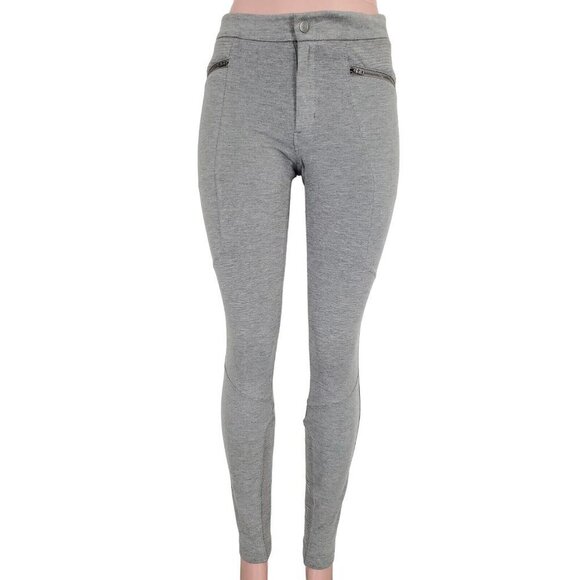Athleta Ponte Moto 2.0 Legging Pants Zippers Skinny Ankle Mid Rise Women 10 Gray - Picture 2 of 16
